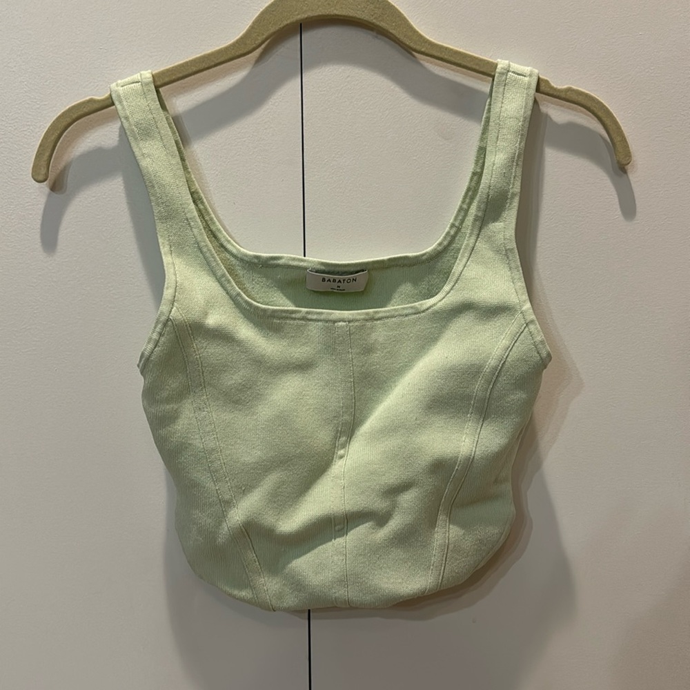 Aritzia Babaton Light Green Crop Tank